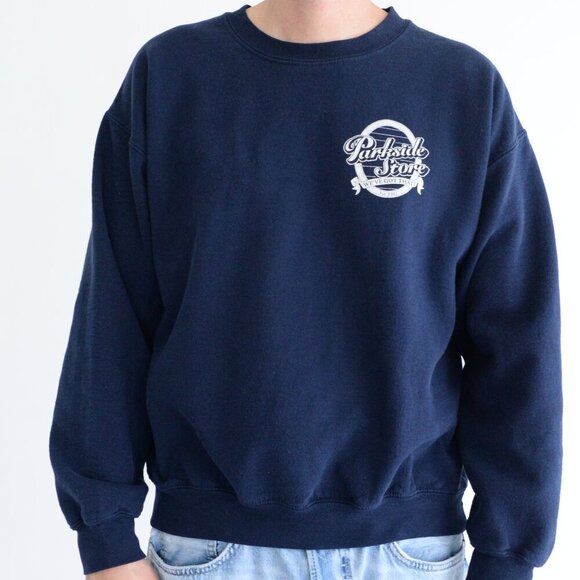 Vintage MV Sport Parkside Store Navy Crew Neck Sweater L Made In Honduras Size L - Picture 2 of 9